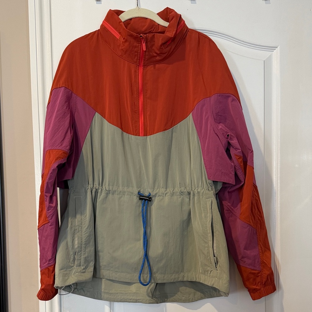 lululemon athletica Red, Pink & Sage Green Colorblock Anorak Jacket